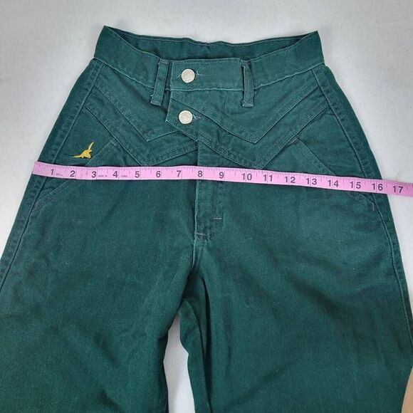 Vtg Jewells Classic Bottoms Womens 1 High Waist Jeans Green Tapered Leg Cotton - Picture 8 of 10